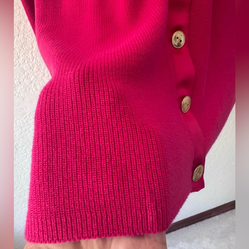 Talbots Pink Fuschia Button-Up Cardigan Size Large Gold Buttons - Picture 6 of 8